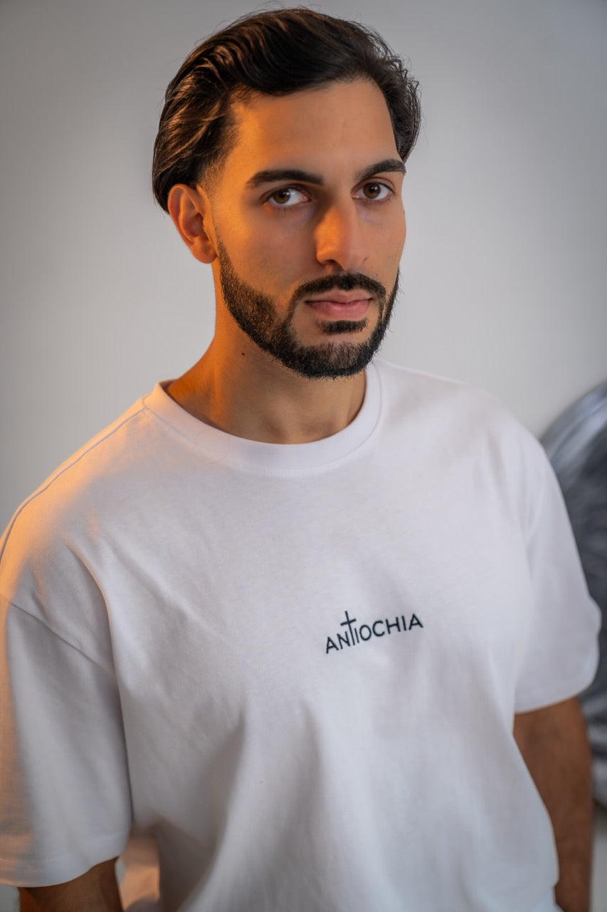 Christliches T-Shirt oversized Unisex - ANTIOCHIA Essential Andreas mit Kreuz