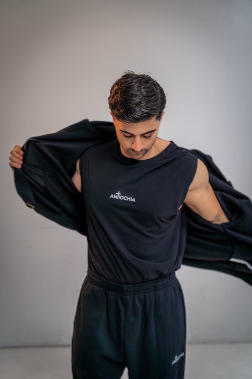 ANTIOCHIA Tank-Top Philippus Vorderansicht - Schwarzes christliches Muskelshirt