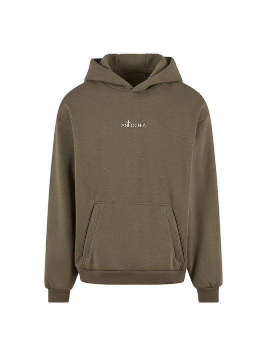 ANTIOCHIA Essential Hoodie Oversized Petrus - Christliche Mode mit leuchtendem Kreuz am Na-cken