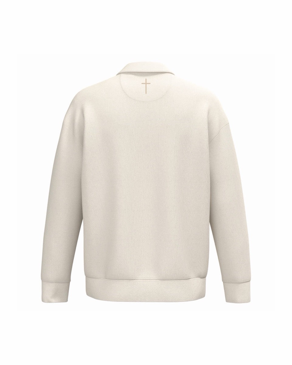 Polo Half-Zipper Jakob & Rachel | Bio-Baumwolle | Christliche Streetwear | Kreuz am Nacken