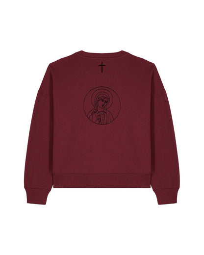 ICON Cropped Sweatshirt Magdalena mit Ikone der Heiligen Maria Magdalena - Byzantinisch-orthodoxe christliche Mode