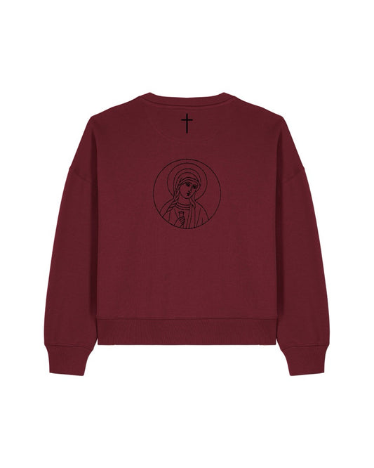 ICON Cropped Sweatshirt Magdalena mit Ikone der Heiligen Maria Magdalena - Byzantinisch-orthodoxe christliche Mode
