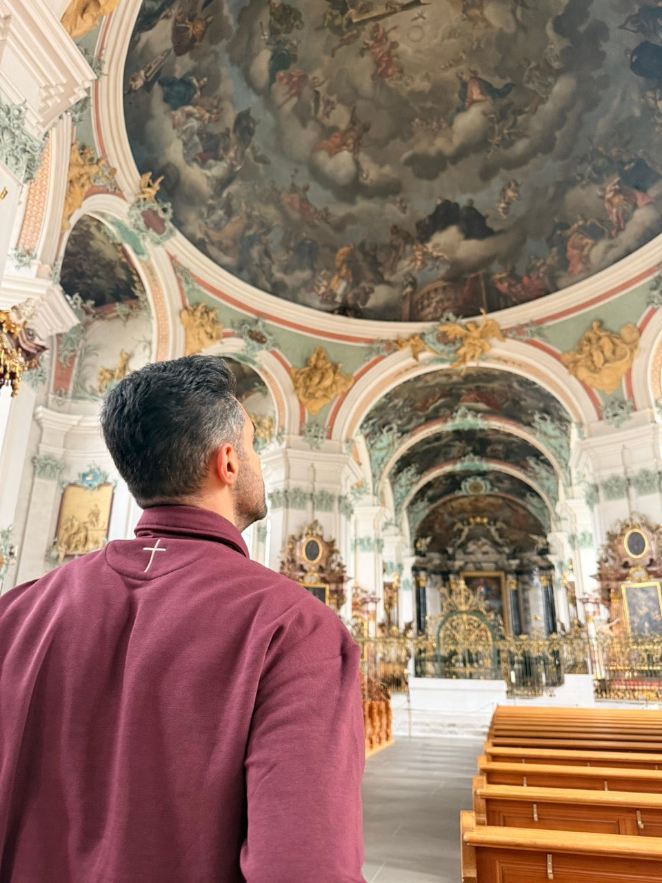 ANTIOCHIA ETERNAL Polo Zipper | Handbestickt | Premium Christliche Mode | Kathedrale