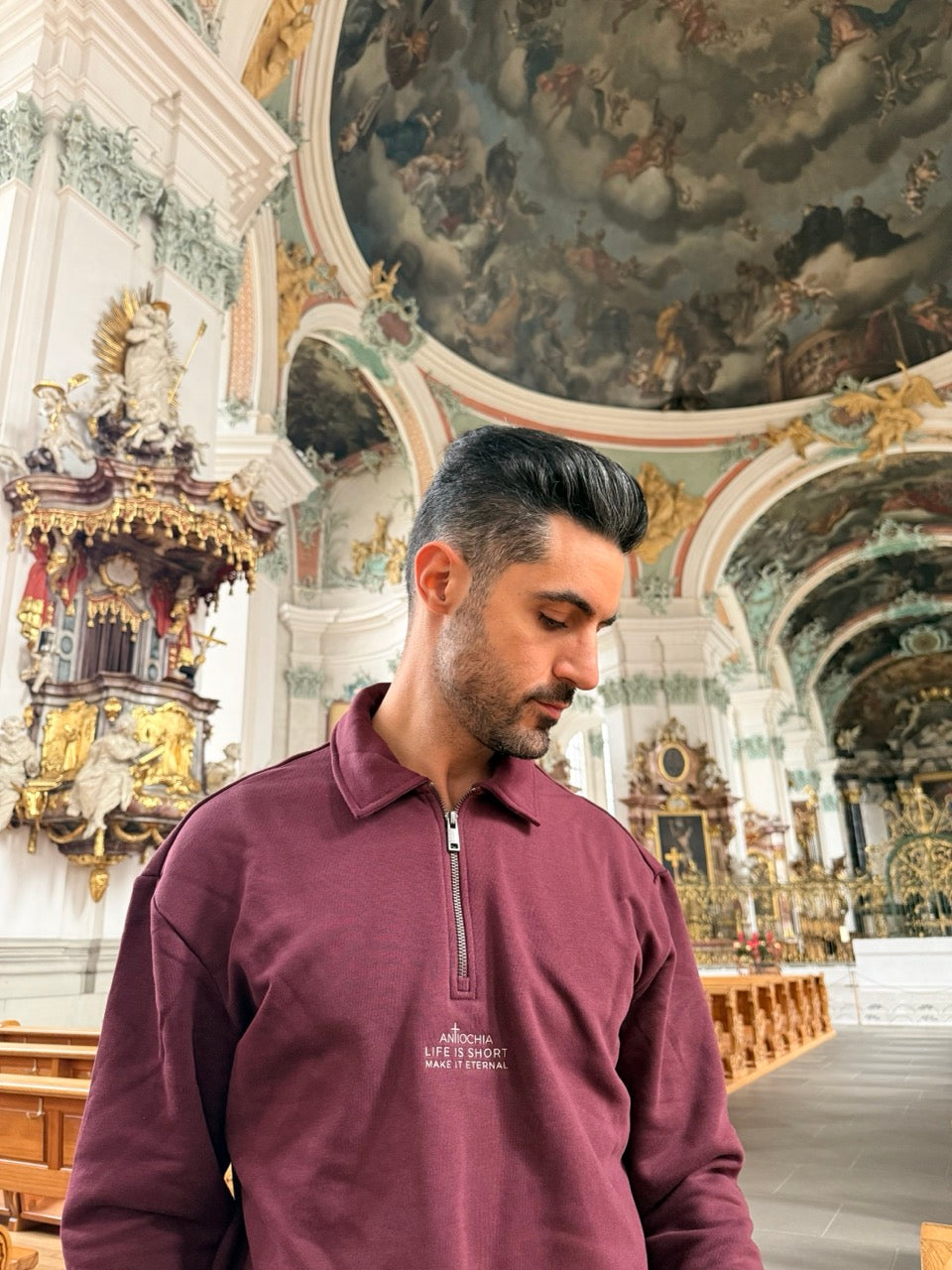 Christlicher Polo Half-Zipper ETERNAL | LIFE IS SHORT MAKE IT ETERNAL | ANTIOCHIA | Kathedrale