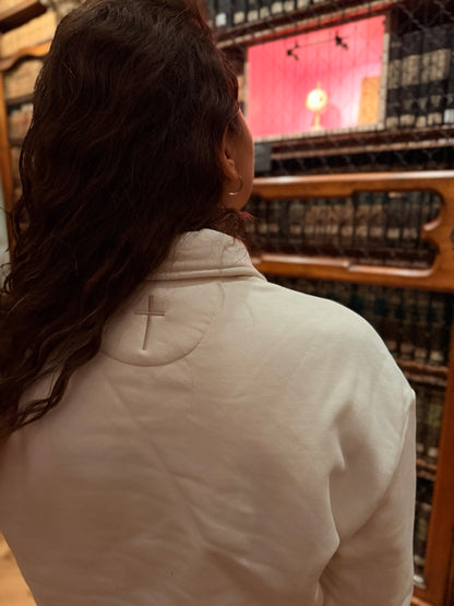 Polo Half-Zipper Jakob & Rachel | Bio-Baumwolle | Christliche Streetwear | Kreuz am Nacken