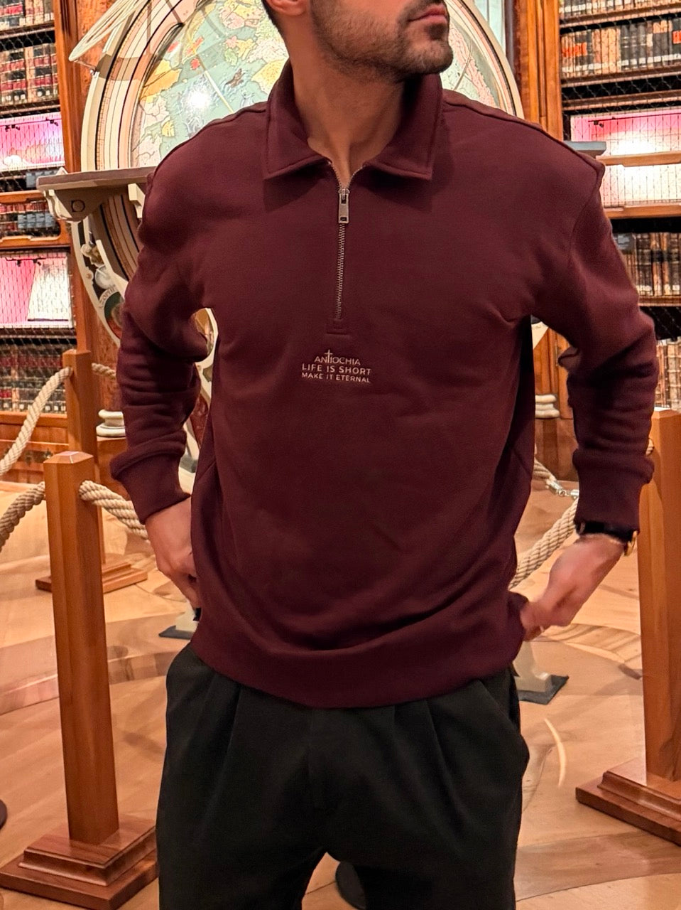 Christlicher Polo Half-Zipper ETERNAL | LIFE IS SHORT MAKE IT ETERNAL | ANTIOCHIA